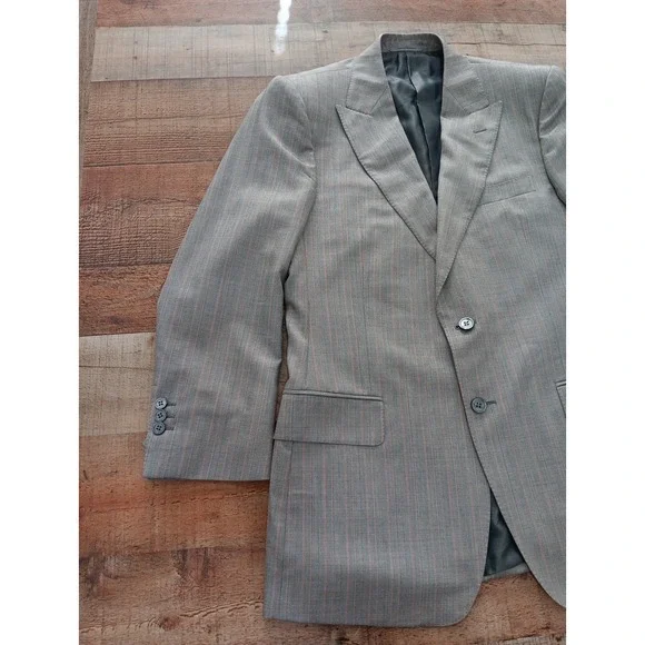 Yves Saint Laurent Rive Gauche Blazer Size 50r wool And silk Striped 2417 - Picture 4 of 16